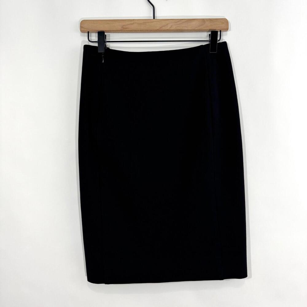 Diane Von Furstenberg Women’s Size 4 Solid Black Ponte Zipper Front Pencil Skirt - Picture 5 of 7